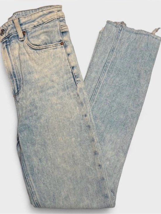 PAIGE Denim - PAIGE Cindy High Rise Straight Leg Jeans Women’s 26 Light Wash Raw Hem